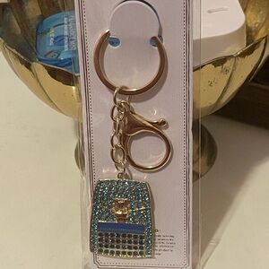 Gold and Blue Rhinestone Backpack Purse Charm/ Keychain 3/$12 Mix & Match